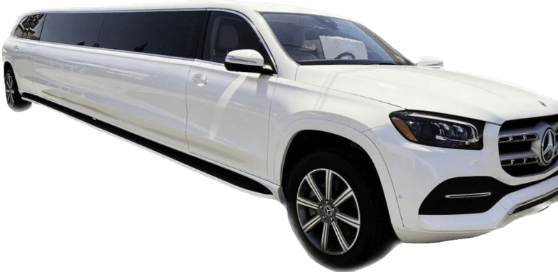 White Mercedes GLS stretch limousine