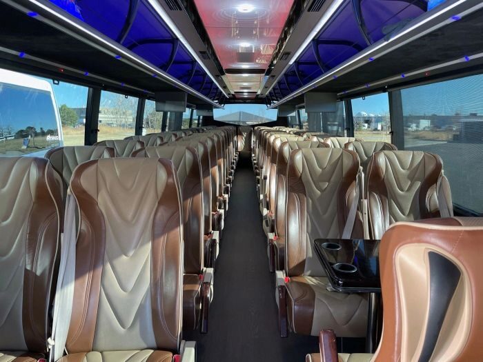 Charter coach interior – Arvada party bus rental