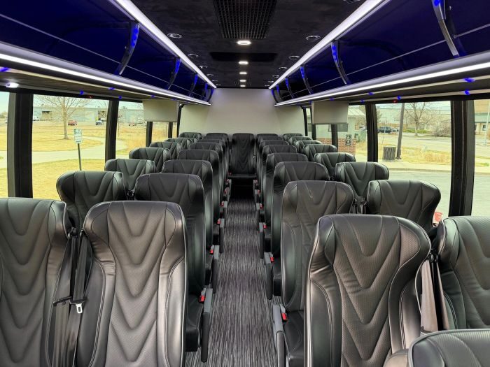 Coach bus leather seats – Arvada party bus rental
