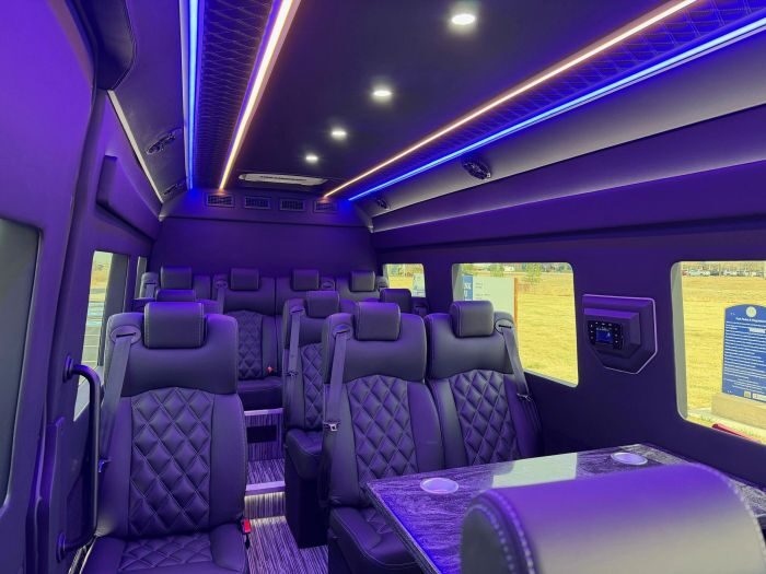 Executive Sprinter seating – Arvada party bus rental