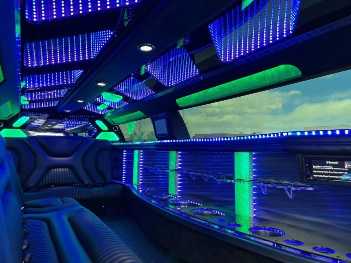 Stretch limo with LED bar – Arvada party bus rental